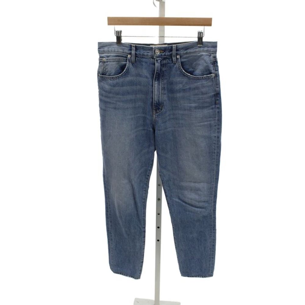 Slvrlake Unisex Adults Tapered High Rise Blue Cotton Jeans Button Size 31